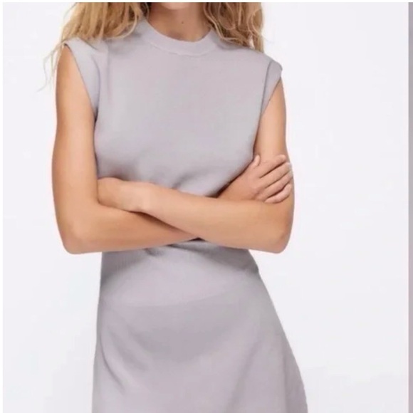 Zara Gray Defined waist Mini Dress - Picture 2 of 12